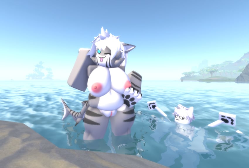 1boy 1girls 3d anthro beach changed_(video_game) female furry male ravenuwu roblox robloxian self_upload shark squid_dog_(changed) tagme tiger_shark tiger_shark_(changed)