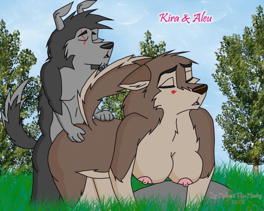 aleu anthro breasts canine canine female from_behind hellshound kira male nipples wolf