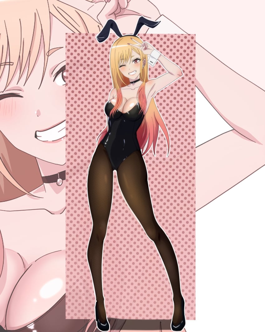 big_breasts big_butt big_thighs big_titties breasts bunny_ears bunny_girl bunny_girl_suit bunnysuit curvaceous curvaceous_female curvaceous_figure curvy curvy_figure curvy_hips female female_focus female_only gyaru kitagawa_marin long_hair looking_at_viewer ryuujinart sono_bisque_doll_wa_koi_wo_suru yellow_hair
