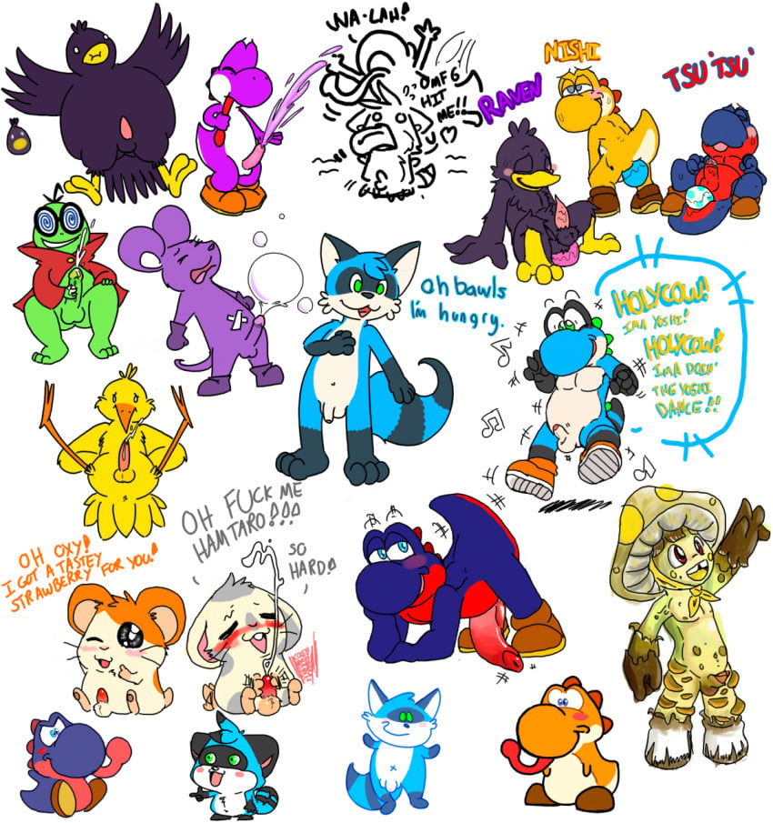 chocobo color crossover cum dialogue fawful feral final_fantasy fur hamtaro hamtaro_(series) handjob interspecies male male_only mario_(series) mario_and_luigi_(series) masturbation multiple_males nintendo nishi nude oxnard penis raphael_the_raven tagme testicles text yoshi yoshi's_island