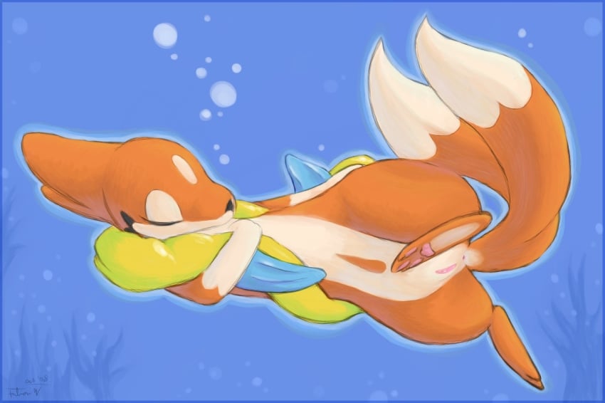 anus bubbles closed_eyes dozing fabuchs feet female feral floatzel mustelid nintendo otter pokemon pussy soles solo toes underwater video_games water