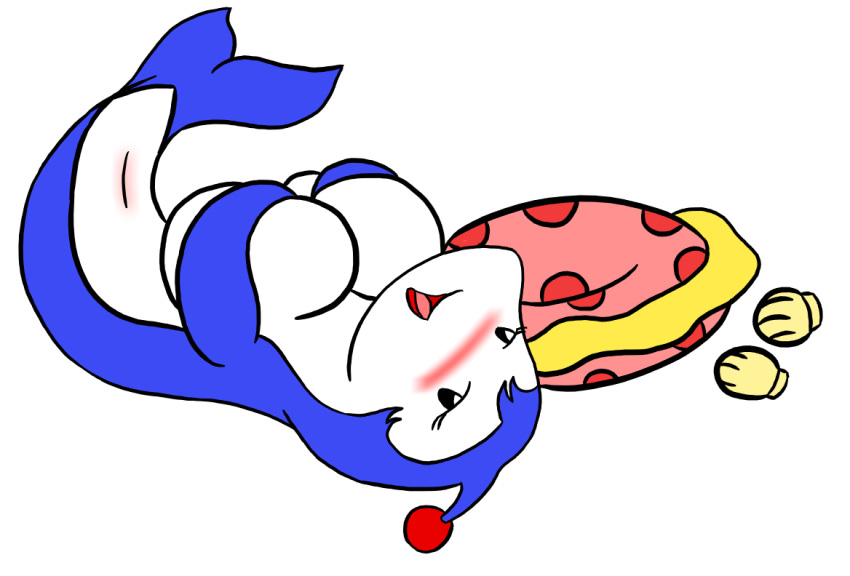 big_breasts blush bomberman_jetters breasts cetacean dolphin dolphin_bomber dragon-heart female grope huge_breasts inner_tube looking_at_viewer lying marine on_back plain_background pussy shells white_background