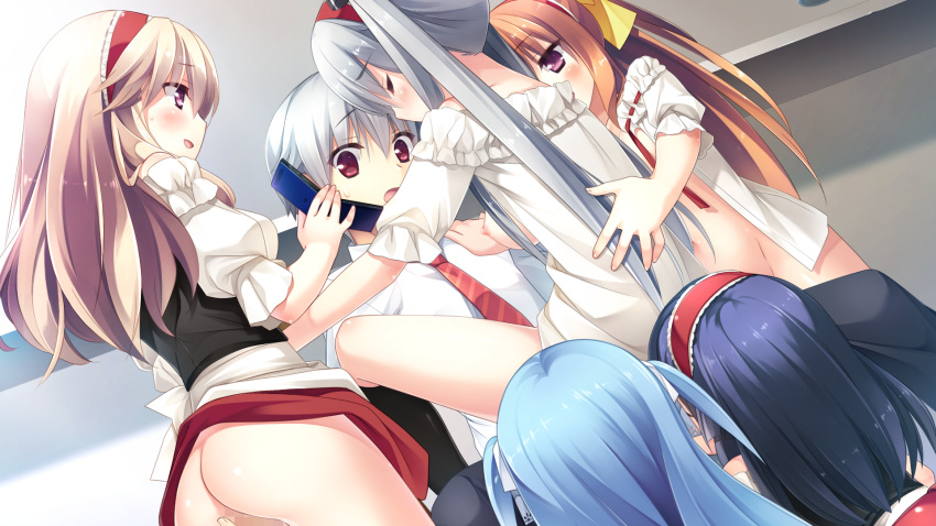 1boy 5girls aqua_hair ass blush breasts brother_and_sister brown_hair cellphone censored closed_eyes frills game_cg gray_hair group_sex hairband hand_on_back hand_on_shoulder harem highres incest kanekiyo_miwa kurano-kunchi_no_futago_jijou kurano_ema kurano_izumi kurano_kazuya kurano_kun_chi_no_futago_jijou kurano_mikoto kurano_tomoka kurano_yae light_brown_hair lolita_hairband mound_of_venus navel necktie open_clothes open_shirt orange_hair phone ponytail purple_eyes red_eyes sex shirt siblings silver_hair sisters tied_hair twincest twins twintails two_side_up waitress wide_ponytail