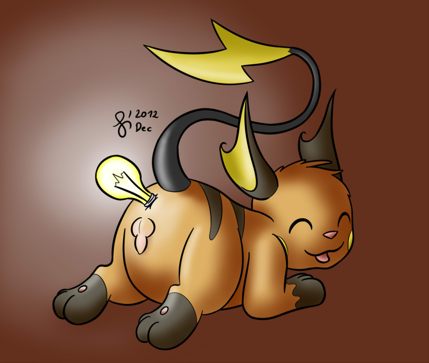 anal anal_insertion anus balls insertion lightbulb penis pokemon pokemon_(species) raichu sen-en shiny