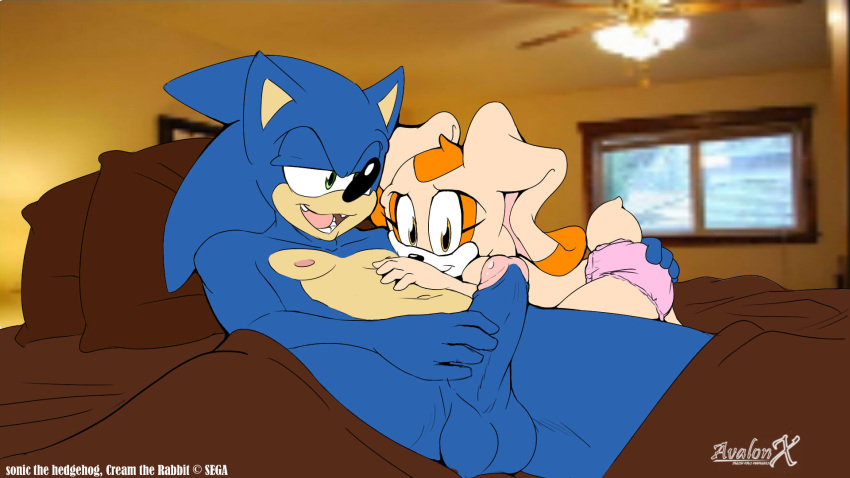 age_difference amber_eyes anthro ass ass_grab aval0nx balls blue_hair cream_the_rabbit cub duo erection female fur furry green_eyes hair hedgehog imminent_sex lagomorph male navel nipples nude penis rabbit sega smile sonic_(series) sonic_the_hedgehog text watermark young