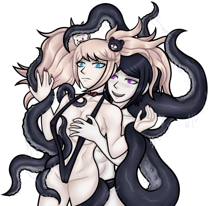 2girls danganronpa danganronpa:_trigger_happy_havoc danganronpa_1 incest junko_enoshima mukuro_ikusaba siblings sisters swimsuit tentacle tentacles twins white_background