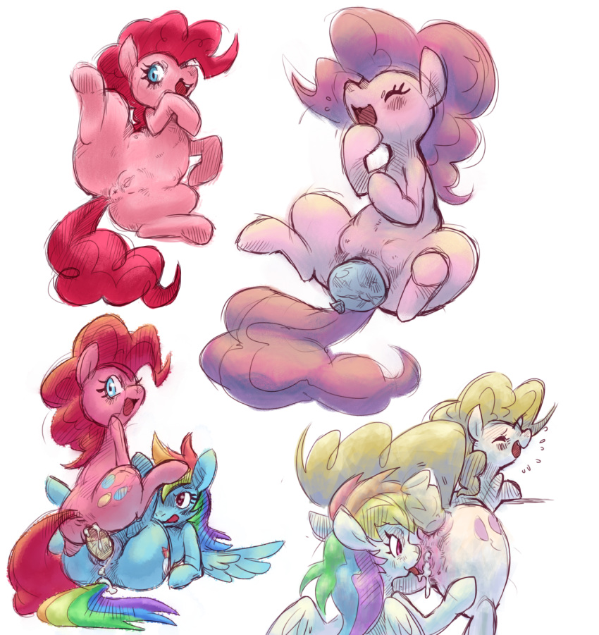 anus ass blonde_hair blue_eyes crotchboob crotchboobs cutie_mark female friendship_is_magic hair insertion licking multicolored_hair my_little_pony penetration pink_fur pink_hair pinkie_pie_(mlp) ponyperverts pussy rainbow_dash_(mlp) rainbow_hair sex smooth_skin surprise_(mlp) tongue vaginal_insertion vaginal_penetration white_fur yuri