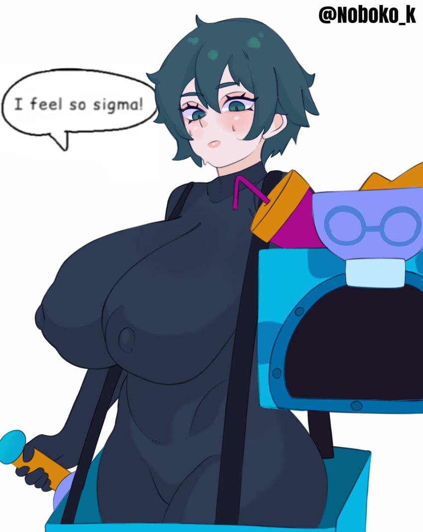 1girls ash_(brawl_stars) big_thighs brawl_stars breasts eyes female female_focus female_only green_eyes green_hair green_hair_female huge_breasts izutsumihr light-skinned_female light_skin nipple_bulge nipples noboko_k rule63 rule_63 short_hair short_hair_female solo solo_female solo_focus sweat thighs yokoifubuke