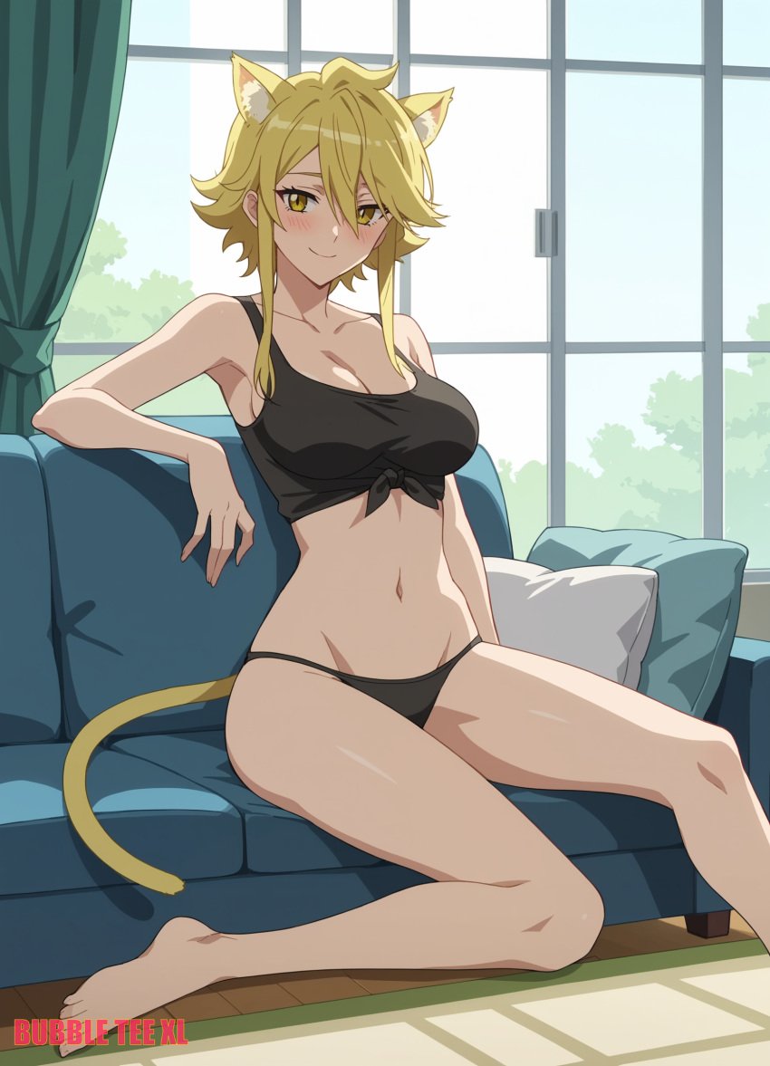 1female 1girls ai_generated akame_ga_kill! animal_ears animal_tail bubbleteexl cat_ears cat_tail commentary_request english_commentary female female_only hi_res highres leone_(akame_ga_kill!) mixed-language_commentary solo