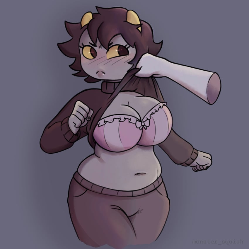 1girls alien alien_humanoid black_hair black_hair_female blush breasts clothed clothed_male colored_skin dubious_consent female female_focus female_only genderswap genderswap_(mtf) grey_skin homestuck homestuck_troll horn horns humanoid jojrno karkat_vantas pants pulling_shirt_up pulling_up_shirt rule_63 sexual_harassment shirt_lift short_hair short_hair_female solo solo_female sweater troll underwear