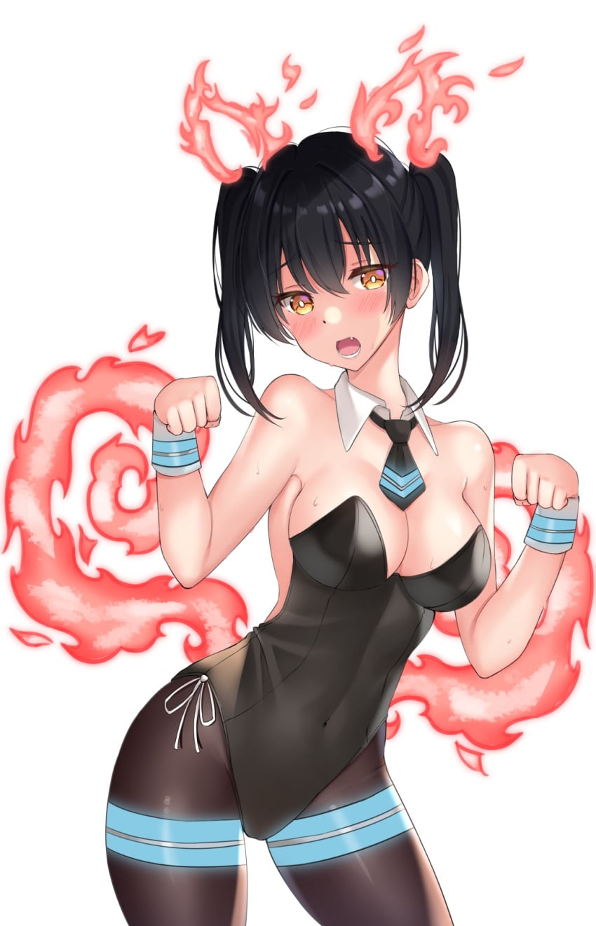 1girls 2d 2d_(artwork) 2d_artwork alternate_version_at_source alternate_version_available bare_armpits bare_arms bare_chest bare_hands bare_shoulders bare_skin belly belly_button bewitching_thighs big_breasts black-haired_female black_bunnysuit black_hair black_leotard black_necktie black_topwear blackheartxiii blush blush_face blushing_at_viewer blushing_female blushing_lines breasts bunnygirl bunnygirl_outfit bunnysuit busty busty_female busty_girl busty_teen child_bearing_hips cleavage collar collarbone curvaceous curvaceous_body curvaceous_female curvaceous_figure curvaceous_hips curvaceous_teen curvaceous_thighs curvy curvy_body curvy_female curvy_figure curvy_hips curvy_teen curvy_thighs digital digital_art digital_drawing digital_drawing_(artwork) digital_media digital_media_(artwork) elbows embarrassed embarrassed_exposed_female embarrassed_expression embarrassed_female en'en_no_shouboutai enen_no_shouboutai exposed_armpits exposed_arms exposed_chest exposed_shoulders exposed_skin female female_focus female_only fertile_hips fingers fire fire_ears fire_force fire_tail flames flustered flustered_female groin hair_between_eyes head_tilt high_resolution highres hourglass_figure inguinal_crease inguinal_ligament kotatsu_tamaki large_boobs large_breasts lean_figure leotard linea_alba long_hair looking_at_viewer midriff more_at_source narrow_waist navel necktie open_mouth orange-eyed_female orange_eyes parted_lips posing posing_for_the_viewer pyrokinesis shoulders simple_background slender_body slender_waist slim_waist solo standing stomach sweat sweat_on_body sweat_on_breasts sweat_on_face sweatdrop sweating sweaty sweaty_body sweaty_breasts sweaty_chest sweaty_face sweaty_female teen_girl teenage_girl teenage_tits teenager thick_thighs thighs tilted_head tongue topwear twintails twintails_(hairstyle) upper_body white_background white_collar white_pupils white_wrist_cuffs wide_hips wrist_cuffs young_female young_woman