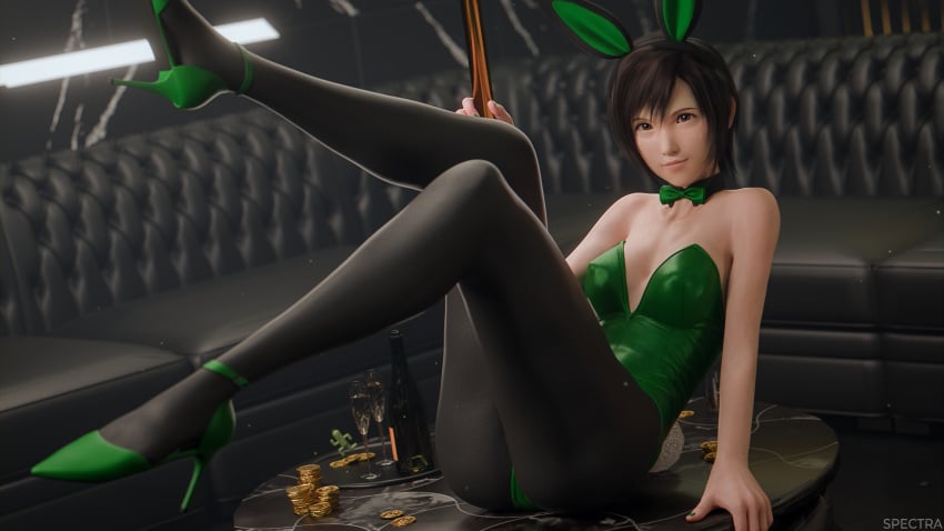 1girls 3d black_hair blender blender_(software) brown_eyes brown_hair bunny_girl bunnysuit easter female final_fantasy final_fantasy_vii final_fantasy_vii_rebirth final_fantasy_vii_remake petite pinup revealing_clothes sfw short_hair small_breasts spectra3d stripper_pole yuffie_kisaragi