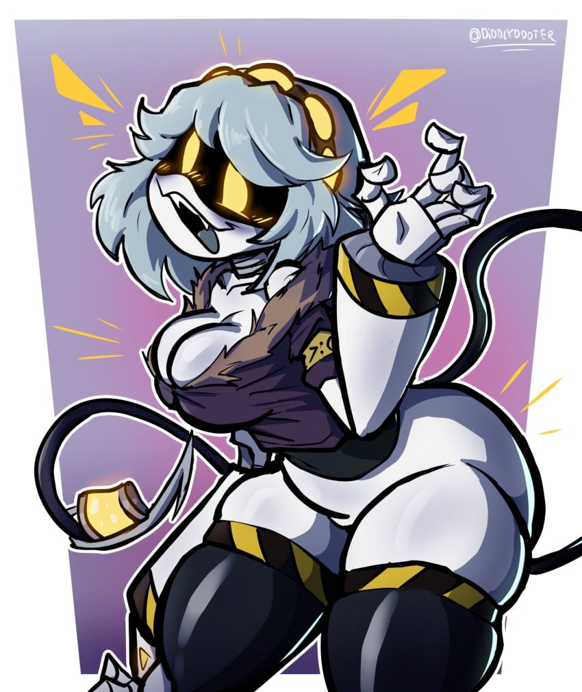 ass big_ass big_breasts big_thighs breasts butt diddlydooter1 drone female female_only gigantic_ass gigantic_thighs huge_ass huge_breasts huge_thighs jacket looking_at_viewer murder_drones panties robot robot_girl short_hair silver_hair solo tagme thick_hips thick_thighs thighhighs thighs v_(murder_drones) white_body yellow_eyes