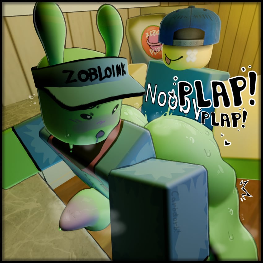2boys 3d alien alien_elliot_(forsaken) carbdorb elliot_(forsaken) forsaken_(roblox) gay get_a_snack_at_3_am green_skin heart_eyes large_ass large_thighs male noob noob_(forsaken) nooby_(gasa3) partially_clothed roblox roblox_game robloxian steam sweat tagme tentacle_cock text