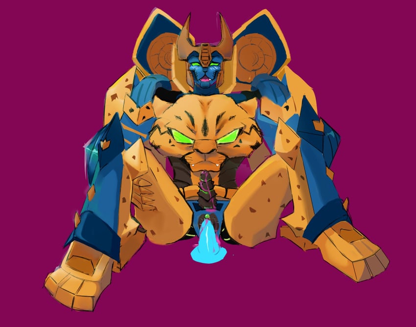 absurd_res anthro armor blush bodily_fluids cheetah cheetor chummybee cuntboy cuntboy_sans_balls cute_fangs cybertronian dildo fangs felid feline genital_fluids genitals green_eyes hasbro headgear helmet herm hermaphrodite hi_res horn horned_helmet intersex intersex/intersex looking_pleasured machine male maleherm mammal markings multi_genitalia penetration penis precum pussy riding_dildo robot sex_toy sitting solo spots spotted_body takara_tomy teeth tongue tongue_out transformers transformers:_beast_wars transformers:cyberverse vaginal_fluids vaginal_penetration