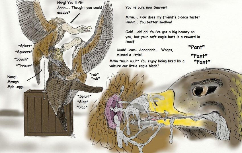 avian bird cloaca close cum domination eagle feral furry gay golden:eagle griffon_vulture male no_humans sawyer_(ferobird) sex uppmap123 vulture