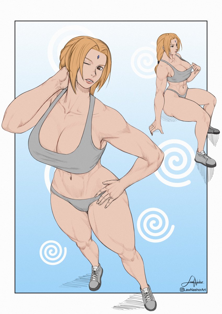 1girls absurd_res absurdres amazon ass bare_arms bare_legs bare_shoulders bare_thighs bbw big_breasts blonde_hair boruto:_naruto_next_generations brown_eyes busty butt cleavage female female_focus female_only footwear forehead_jewel forehead_mark gilf grey_bra grey_panties grey_underwear gym_clothes gym_uniform hair_ribbon hand_on_hip hi_res high_resolution highres hips hourglass_figure large_breasts law_nashor_art light-skinned_female light_skin lips lipstick looking_at_viewer makeup mature mature_female milf muscles muscular muscular_arms muscular_female muscular_thighs naruto naruto:_the_last naruto_(classic) naruto_(series) naruto_shippuden pale-skinned_female pale_skin pink_lips pink_lipstick pinup ponytail pose posing ribbon shonen_jump shounen_jump shueisha sitting sneakers solo solo_female solo_focus sports_bra standing thick_thighs thighs tied_hair tsunade tsunade_(naruto) tsunade_senju underwear uzumaki_symbol very_high_resolution weekly_shonen_jump weekly_shounen_jump wide_hips workout workout_clothes
