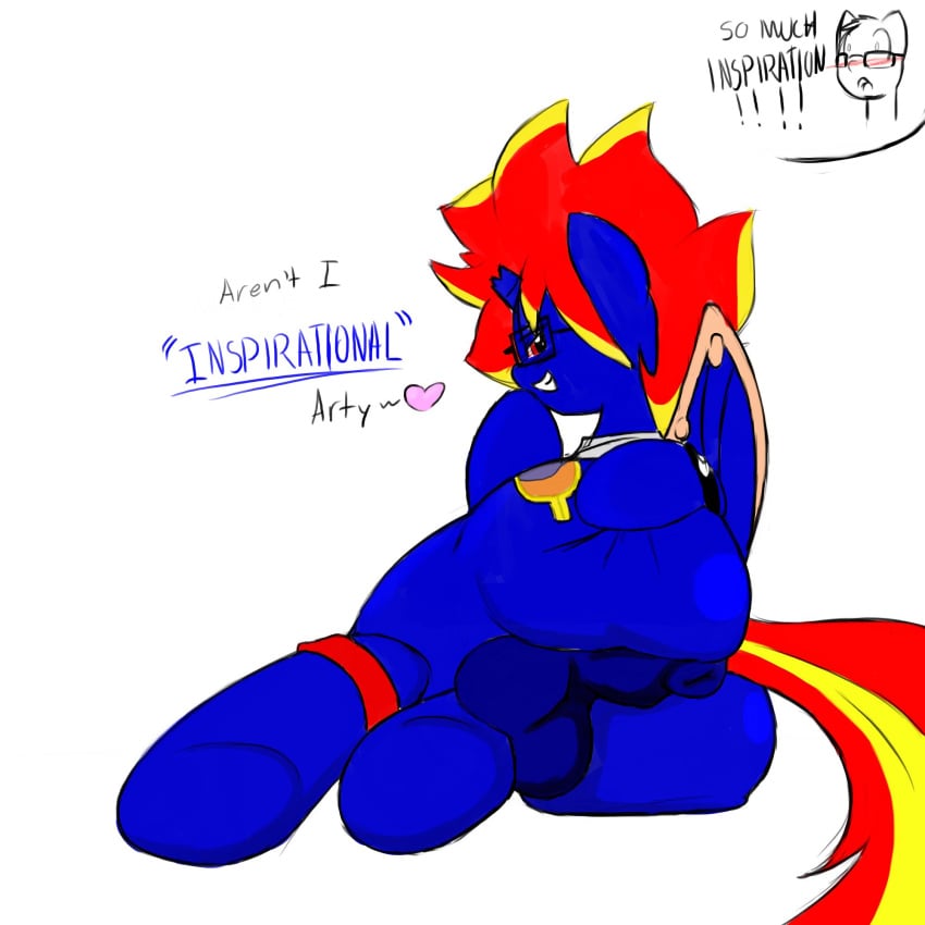 2boys alicorn anthro arty ass bottomless broken_horn cutie_mark denizen1414 equine eyewear femboy feral friendship_is_magic furry glasses half_nude horn huge_ass male my_little_pony prodigy_skyfire watch wings yamisonic