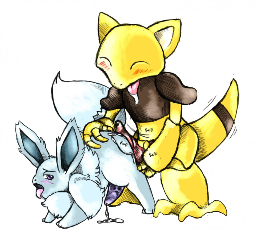 abra blue_fur blush buttjob closed_eyes eevee erection fur furry furry_ears furry_tail gay male nintendo no_humans penis plain_background pokemon pokemon_(species) precum purple_eyes tail tranquilmyst white_background year_request yellow_body