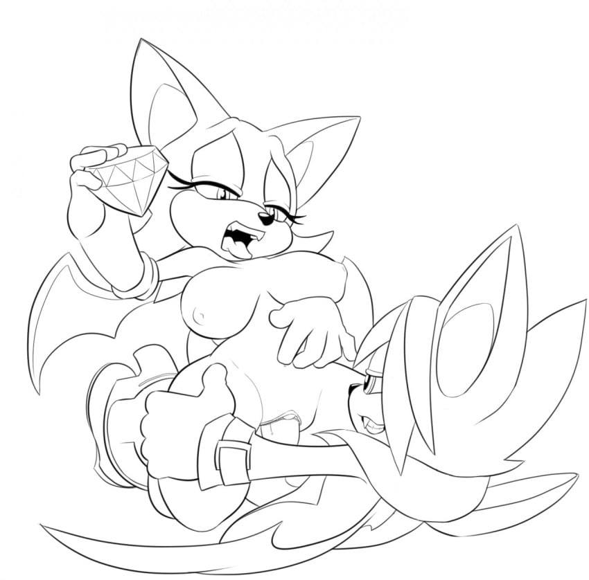 anthro bat breasts chaos_emerald female fur furry insertion line_art male monochrome nipples penis ravnic rouge_the_bat sex sonic_(series) sonic_the_hedgehog_(series) straight tagme vulva