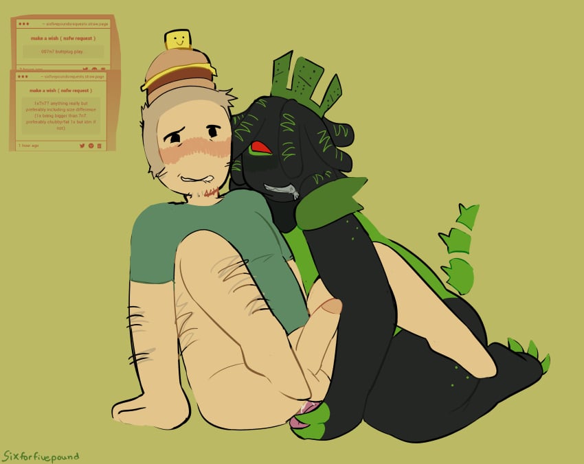 007n7 007n7_(forsaken) 1x1x1x1 1x1x1x1_(forsaken) 2boys alternate_version_available ambiguous_gender biting_lip blush buttplug buttplug_in_ass chubby forsaken_(roblox) gay male male/male on_knees penis penis_out request roblox roblox_game robloxian self_upload sitting sixforfivepound strawpage_request tagme tail