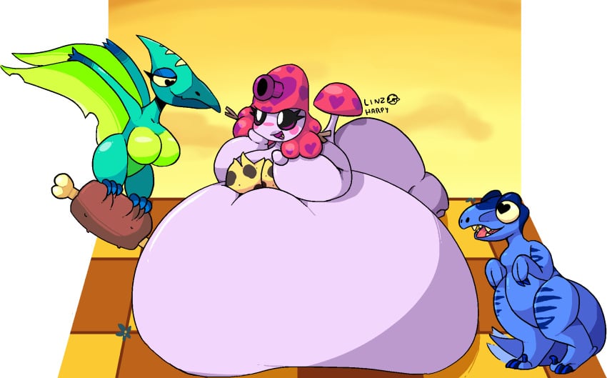 1girls anthro anthrofied ass belly belly_bulge breasts dinosaur fat female female_pred flora_fauna inflation obese perfume-shroom_(pvz) plant plant_girl plant_humanoid plantie plants_vs._zombies plants_vs_zombies popcap_games pred pterosaur pussy raptor velociraptor_(pvz) weight_gain