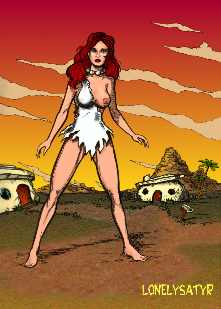 female female_only hanna-barbera human lonelysatyr nipples solo tagme the_flintstones wilma_flintstone