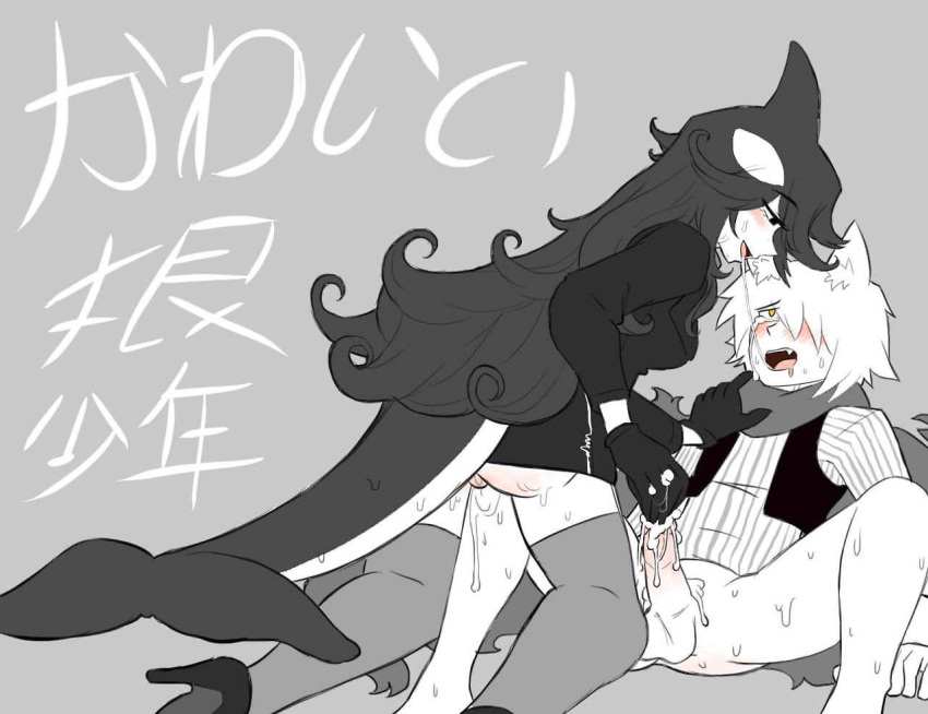 1boy 1girls funamusea ice_scream idate male/female orca rule_63 shirogane_(funamusea) straight wadanohara_and_the_great_blue_sea wolf wolf_ears