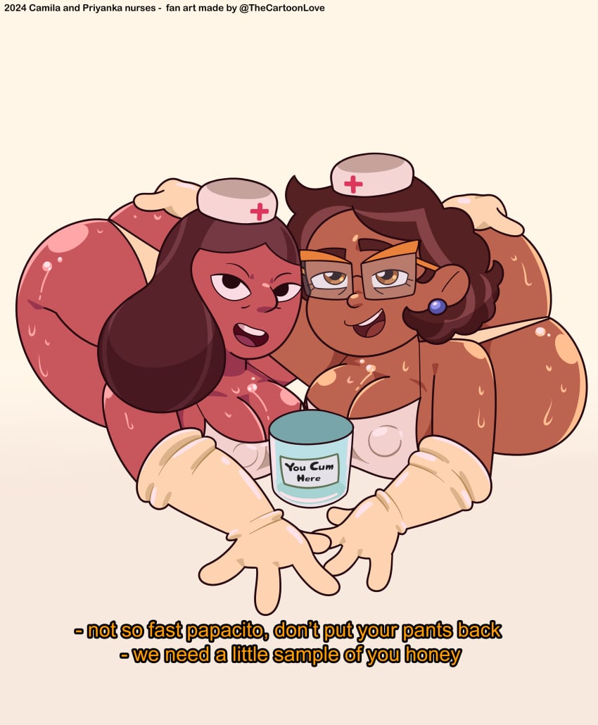 2020s 2024 2d 2d_(artwork) 2girls 4_fingers apron artist_name ass bare_ass bare_shoulders bare_thighs bent_legs bent_over big_ass big_breasts big_butt breasts brown_hair camila_noceda cartoon_network chubby cleavage cum_collecting cum_container cup dark-skinned_female dark_skin dated dialogue digital_drawing_(artwork) digital_media_(artwork) disney disney_channel doctor dominican duo duo_female earrings english_dialogue english_text eyelashes female_focus female_only fluid_on_breasts glass glass_container glass_cup glasses gloves grabbing_ass grabbing_from_behind hazel_eyes horny horny_female horny_milf human indian indian_female latex_gloves latina looking_at_viewer lowered_eyelids lube mature mature_female mature_woman medical_play milf mostly_nude multiple_girls multiple_milfs naked_apron nipple_bulge nipples_visible_through_clothing nurse nurse_cap open_mouth open_mouth_smile open_smile orange_glasses panties physician priyanka_maheswaran reaching_towards_viewer rubber_gloves semi_nude simple_background smile smiling_at_viewer smug spanish_text sperm_sample steven_universe steven_universe_future string_panties subtitled sweat sweatdrop sweating talking_to_viewer text the_cartoon_love the_owl_house the_owl_house_(finale) thick_eyebrows thick_thighs thin_eyebrows twitter_link veterinarian white_apron white_background white_gloves white_panties woman women