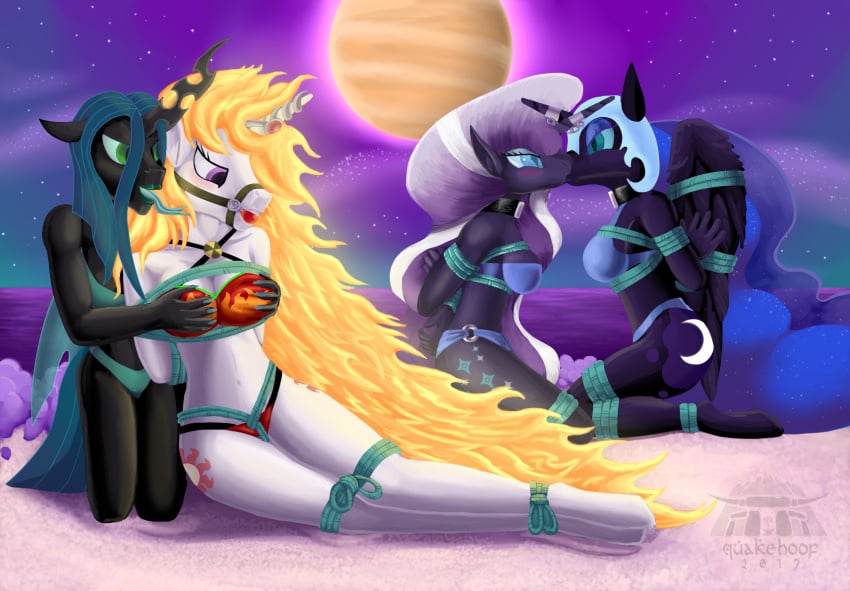 2017 alicorn anthro bdsm bondage bound breasts changeling daybreaker_(mlp) female female/female friendship_is_magic furry hasbro hooves my_little_pony nightmare_moon_(mlp) nightmare_rarity princess_celestia_(mlp) princess_luna_(mlp) quakehoof queen_chrysalis_(mlp) rarity_(mlp) siblings sister sisters tongue tongue_out unicorn wings