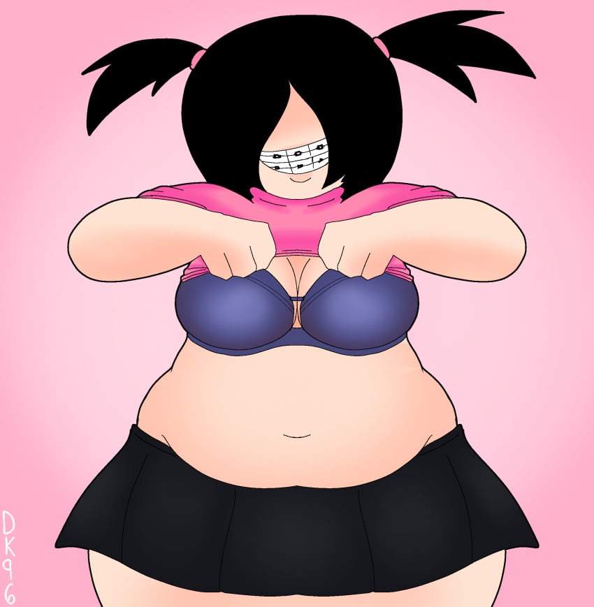 belly belly_exposed big_belly bra breasts chubby_belly chubby_female daisykitty96 female goki_(daisykitty96) lifting_shirt shirt_lift skirt solo