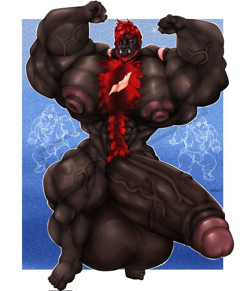 bodybuilder hyper hyper_balls hyper_cock hyper_genitalia hyper_penis hyper_testicles kolum_s male male_only muscles muscular muscular_arms muscular_male muscular_thighs penis