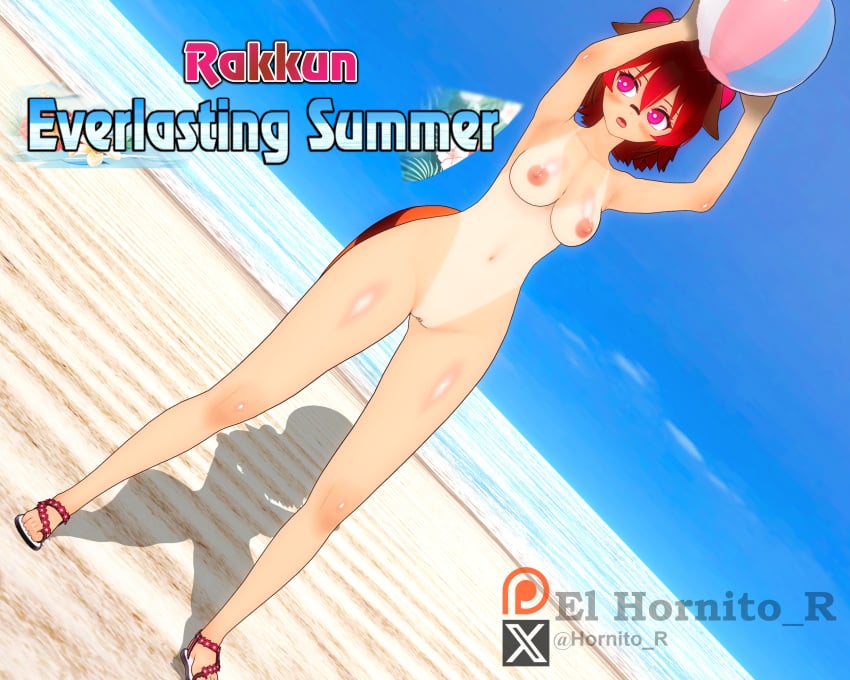 1girl 1girls 3d_model areolae band-aid_on_nose beach beach_ball belly big_breasts blush breasts brown_hair day el_hornito_r english_text female female_only hips hispanic_virtual_youtuber koikatsu latam_virtual_youtuber naked naked_female nipples nude nude_female pink_eyes pink_hair_tips pussy raccoon_ears raccoon_girl racoon_tail rakkun sandals summer swimsuit_tanline tan_skin thick_thighs vagina virtual_youtuber vtuber vtuberfanart