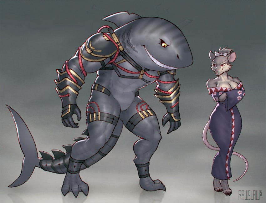 1boy1girl 1girl1boy anthro armaggon commission commission_art master_splinter mistress_splinter muscular muscular_anthro muscular_male mutant mutants rat rat_girl rat_tail rawslaw5 rule63 rule_63 shark shark_boy shark_fin shark_humanoid shark_tail teenage_mutant_ninja_turtles tmnt