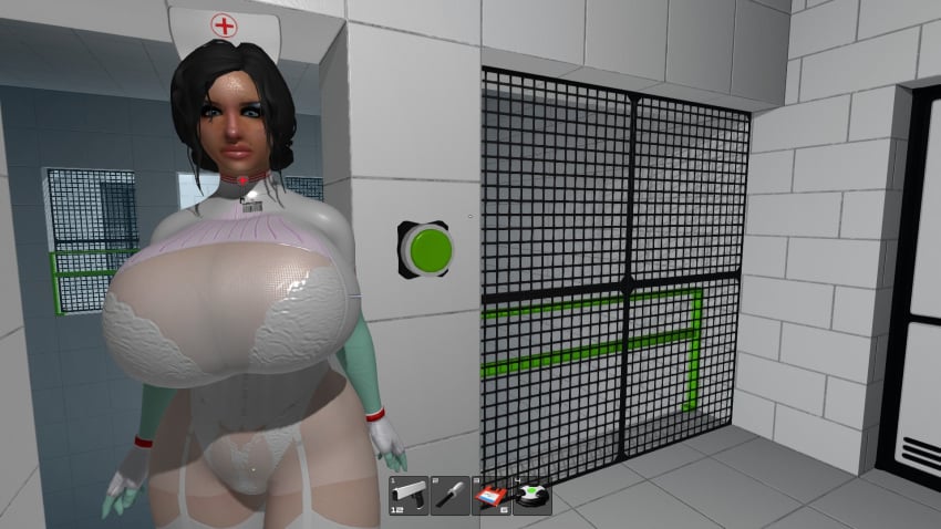 3d big_breasts female gameplay_screenshot haydee haydee_(game) lingerie mod nurse nurse_cap screenshot see-through_clothing