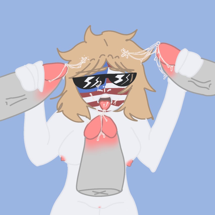 1girl3boys 1girls 3boys ahe_gao america_(countryhumans) american_flag big_penis blonde_hair blowjob countryhumans countryhumans_girl cum cum_in_mouth cum_on_face cum_on_hair dick gangbang girl many_on_one masturbation meowart naked naked_female nipples penis straight sucking sucking_penis sunglasses threesome united_states_of_america_(countryhumans) usa_(countryhumans)