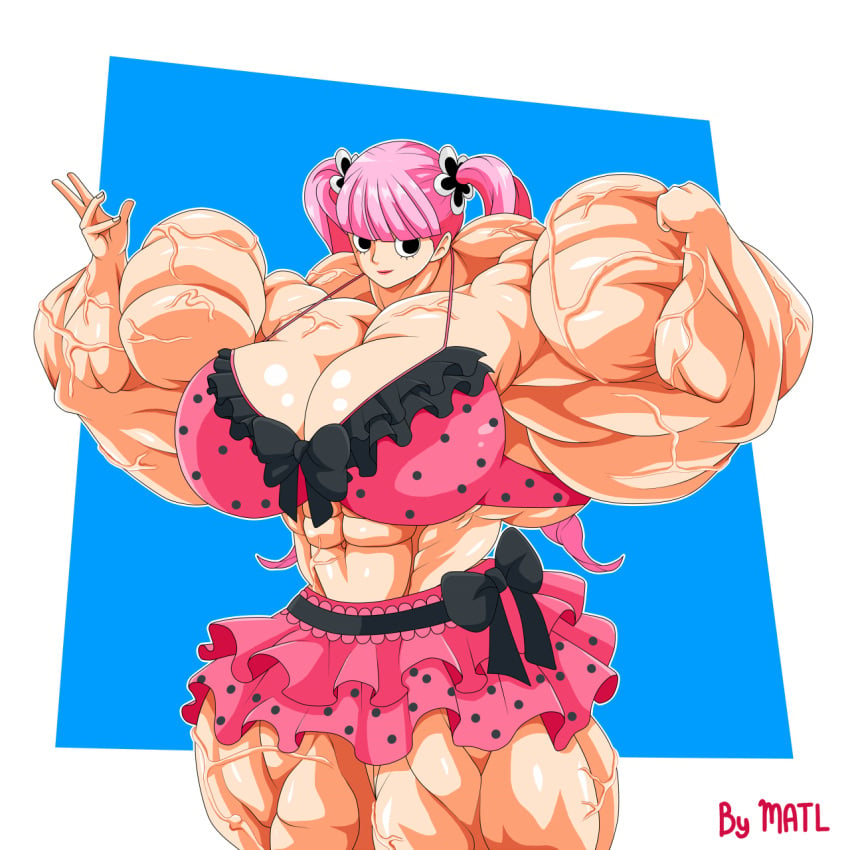 abs biceps breasts female female_only hair hyper_muscles matl muscles muscular muscular_arms muscular_female muscular_legs muscular_thighs one_piece pecs perona pink_hair