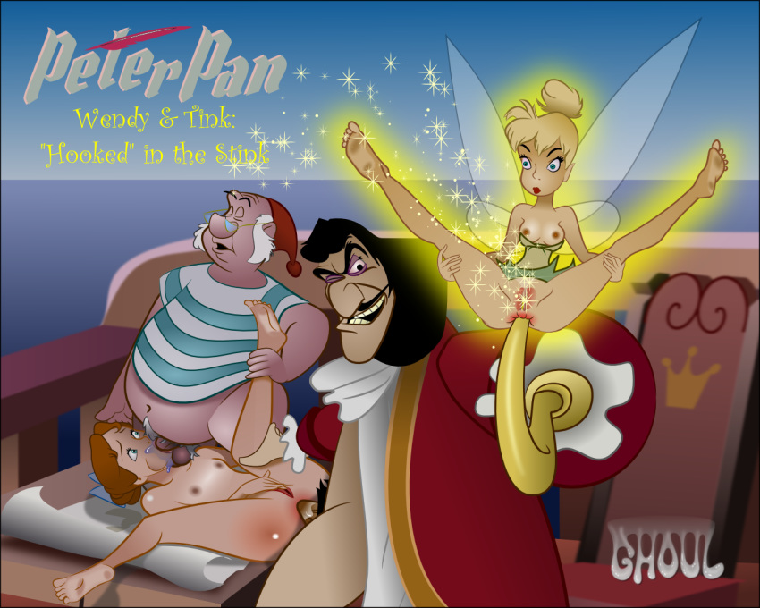 2boys 2girls age_difference amputee anal anal_hook anal_sex anal_training bow breasts brown_hair captain_hook clothing corruption deepthroat deepthroat_facesitting dildo disney disney_villains fairy fat_man fellatio flat_chest foursome group_sex hook human irrumatio lordghoul mr._smee multiple_boys multiple_girls nipples nude old_man older_male on_side oral_sex penis peter_pan_(disney) prosthetic_hook pubic_hair pussy rape shiny_skin small_breasts smaller_female spread_legs teenager testicles tinker_bell vagina wendy_darling younger_female