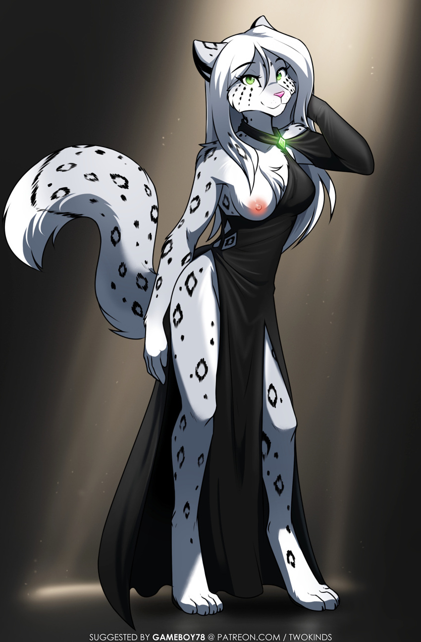 anthro breasts dress edit furry keidran snow_leopard third-party_edit tom_fischbach twokinds webcomic