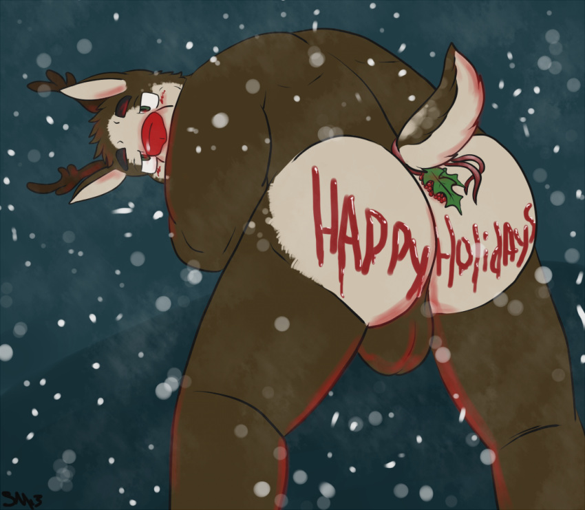 anthro ass christmas furry reindeer rudolph rudolph_the_red-nosed_reindeer skoogers tagme