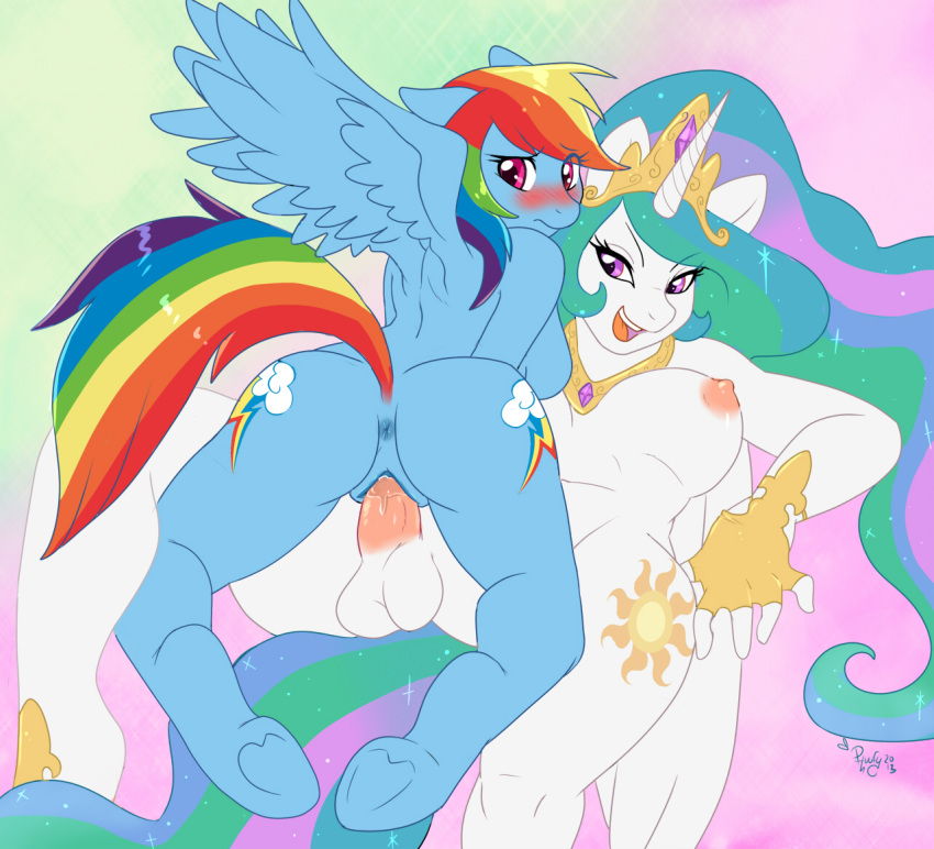 friendship_is_magic my_little_pony phsuke princess_celestia_(mlp) rainbow_dash_(mlp) smooth_skin