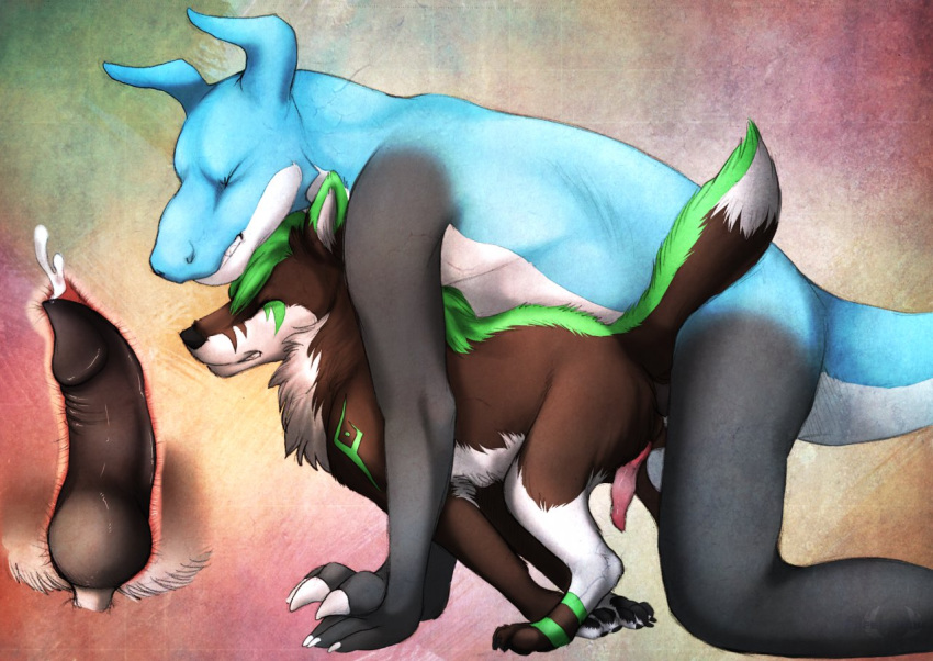 anal anthro candid canine digimon doggy_style feral from_behind furry gay internal lyther male markings no_humans paper-wings penis raidramon raidy size_difference style