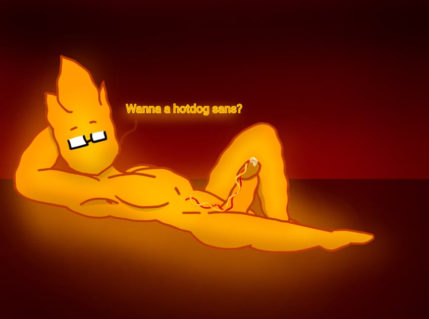 grillby hot_dog male_focus naked_male penis sans undertale undertale_(series)