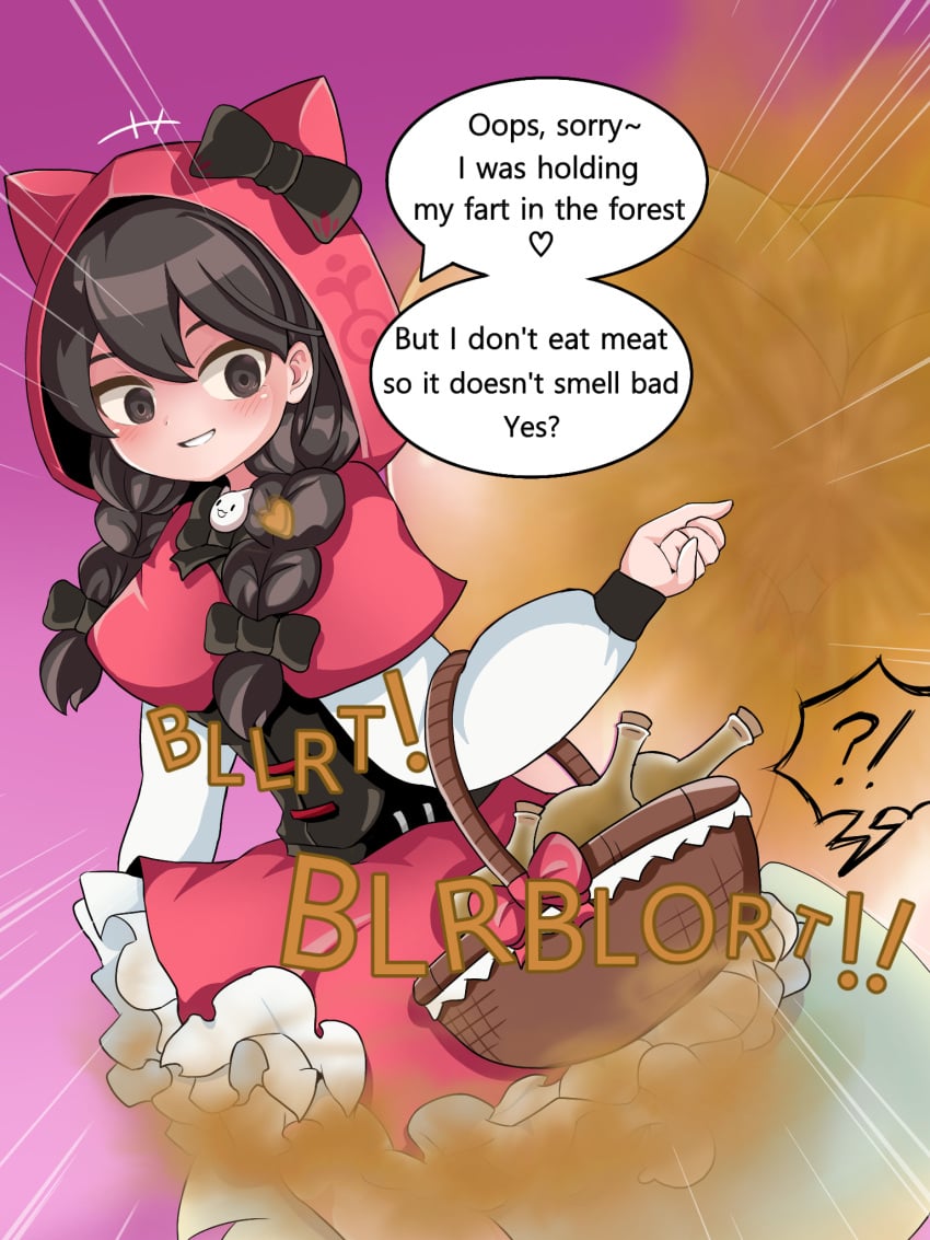 1girls being_watched black_eyes black_hair braided_hair braided_ponytail catgirl facesitting fart fart_cloud fart_fetish fart_torture farting farting_in_face farting_on_face farts hood mtu_virus red_hood red_riding_mina smell smile the_battle_cats underskirt white_panties white_pantyhose xbrawlx