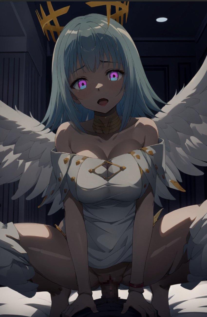 ai_generated artemisia_(ragna_crimson) bedroom_eyes big_breasts clothing dick_in_ass horny_female ragna_crimson wings