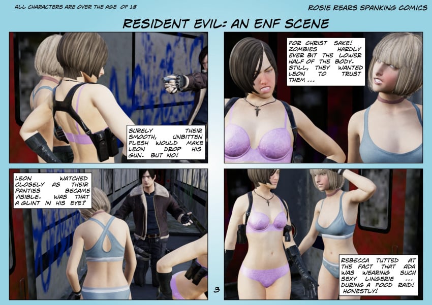 3d ada_wong bra_removed enf humiliated leon_scott_kennedy panties rebecca_chambers resident_evil stripping underwear voyeur