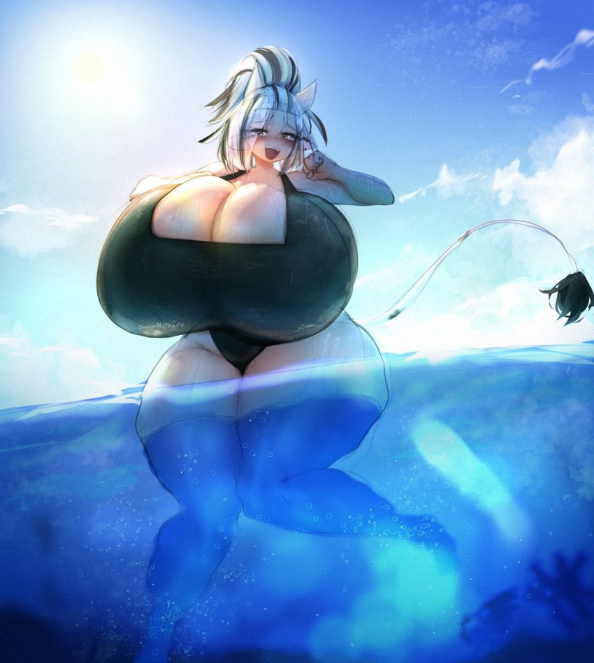 1girls beach big_breasts big_hips big_thighs black_leotard black_swimsuit blush blushing_at_viewer bovine_horn bovine_humanoid bovine_tail breasts_bigger_than_head breasts_bigger_than_torso child_bearing_hips cow_girl cow_horns drawncraft enormous_breasts enormous_thighs female female_focus female_only gigantic_breasts gigantic_thighs heart-shaped_pupils huge_breasts huge_hips huge_thighs humongous_breasts hyper_breasts ivvy_(beetlebug) large_breasts large_hips large_thighs leotard light-skinned_female light_skin looking_at_viewer massive_breasts massive_thighs nipple_bulge open_mouth open_smile partially_underwater_shot skull_crushing_thighs slight_blush slim_waist smile smiling_at_viewer solo_female solo_focus swimsuit swimwear thick_thighs thighs thin_waist thunder_thighs underwater venus_body voluptuous voluptuous_female water wide_hips yellow_eyes