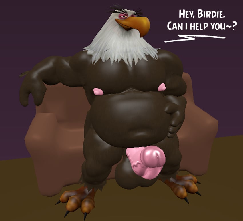 2024 3d_(artwork) 4_toes accipitrid accipitriform age_difference angry_birds anthro avian bald_eagle balls beak belly big_belly bird black_claws black_eyebrows blender_(artwork) bodily_fluids body_hair brown_body chair claws columbia_pictures digital_media_(artwork) eagle english_text eyebrows feathers feet furniture genitals glans hi_res looking_at_viewer male mature_anthro mature_male mighty_eagle multicolored_body multicolored_feathers navel nipples non-mammal_balls non-mammal_navel non-mammal_nipples nude older_male orange_beak overweight overweight_anthro overweight_male pecs penis rovio rovio_entertainment scutes sea_eagle sega sex shaded_background sitting smile solo sony talons text the_angry_birds_movie toes two_tone_body two_tone_feathers white_body white_feathers wings