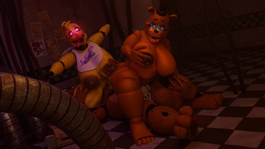 3d_(artwork) animatronic anonymousfm anthro ass avian balls bear big_breasts bird bodily_fluids breast_squish breasts brown_body chicken clothing digital_media_(artwork) erection female female_penetrated five_nights_at_freddy&#039;s five_nights_at_freddy&#039;s_2 galliform gallus_(genus) genital_fluids genitals group group_sex hair hi_res humanoid_genitalia humanoid_penis leg_grab machine male male/female male_penetrating male_penetrating_female mammal nipples nude open_mouth penetration penile penis phasianid pussy robot scott_cawthon scottgames sex smile squish tail thick_thighs thigh_grab threesome topwear toy_freddy trio vaginal_penetration withered_chica withered_freddy