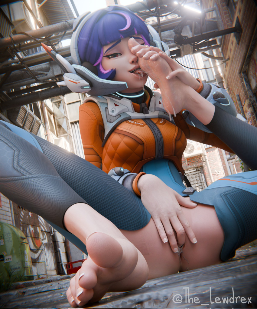 1girls 3d big_ass big_breasts foot_fetish foot_focus foot_lick juno_(overwatch) lewdrex licking_own_foot overwatch overwatch_2 tagme